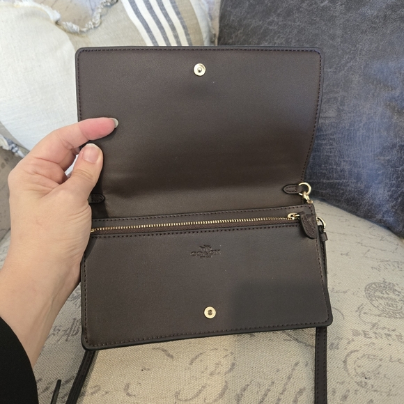 Coach Anna Foldover Crossbody Clutch in the Bright Poppy Red Leopard Print - Picture 10 of 16